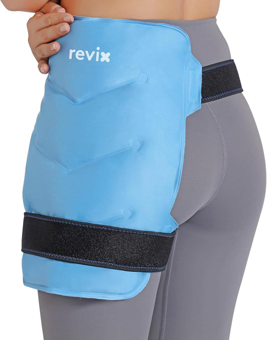 REVIX Ice Pack Wrap for Hip Replacement with Straps, Reusable Gel Cold Pack