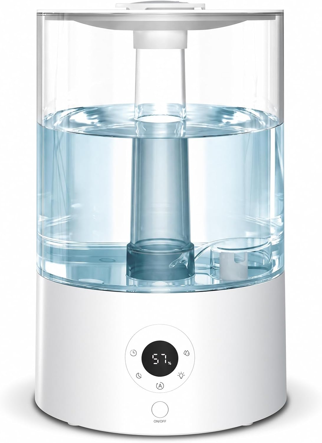 COWSAR Humidifier for Bedroom, 3L Top Fill Cool Mist Humidifier for Large Room, Easy to Fill & Clean, Quiet 22dB, Baby Humidifier, Nightlight, Timer/Sleep Mode, 360° Nozzle, Aromatherapy Tray, White