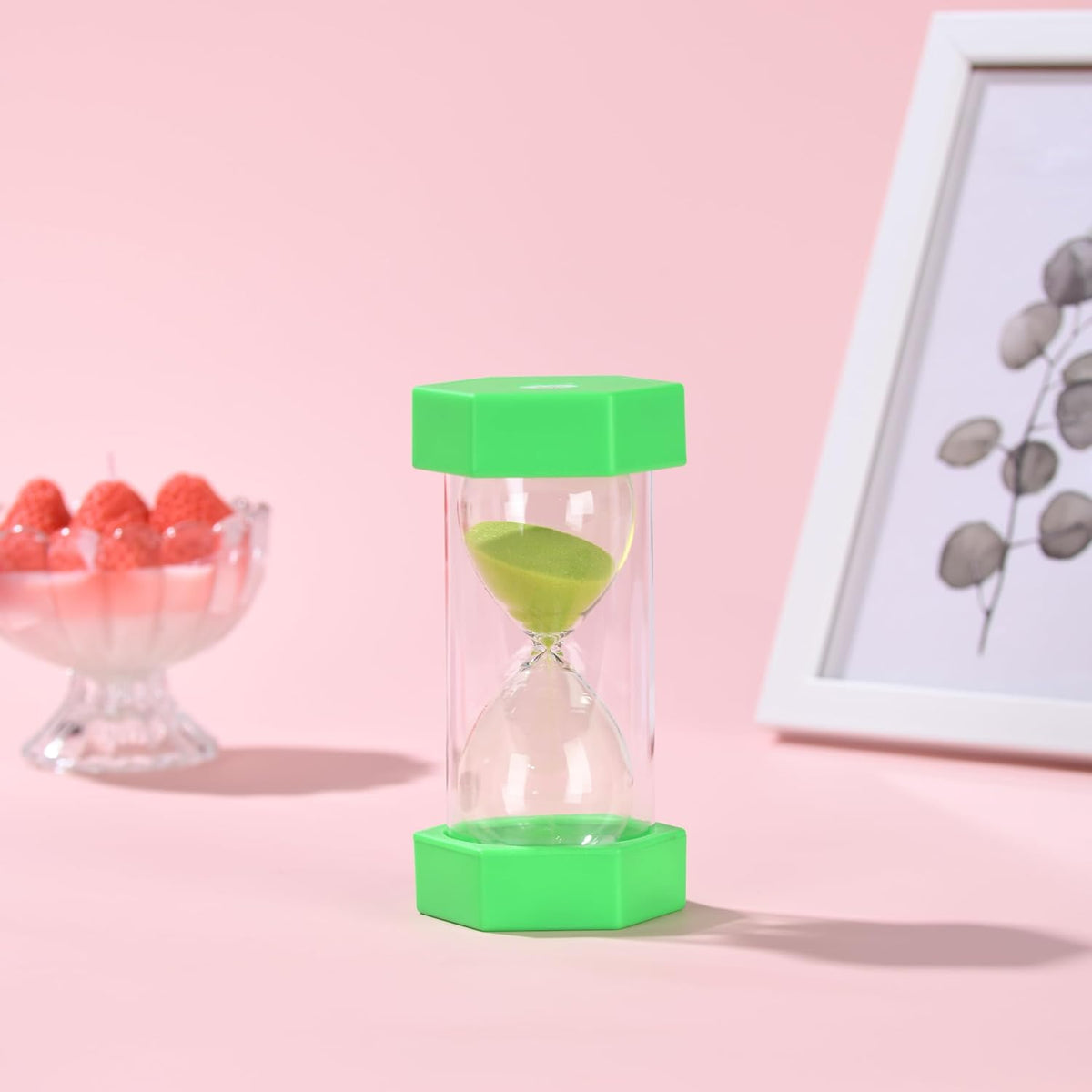 Colorful Sand Timers, Hourglass Sand Timers 5 Min Sandglass Timer with Protective Cover for Toothbrush Timer Games Classroom Home Office Cooking(Blue+5Min)