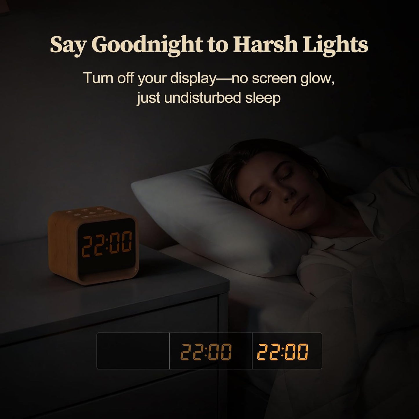 Housbay Wooden Sound Machine Alarm Clock for Bedrooms - Gentle Wake-Up with Birdsong, White Noise for Sleeping, Small Digital Clock for Phone-Free Routine