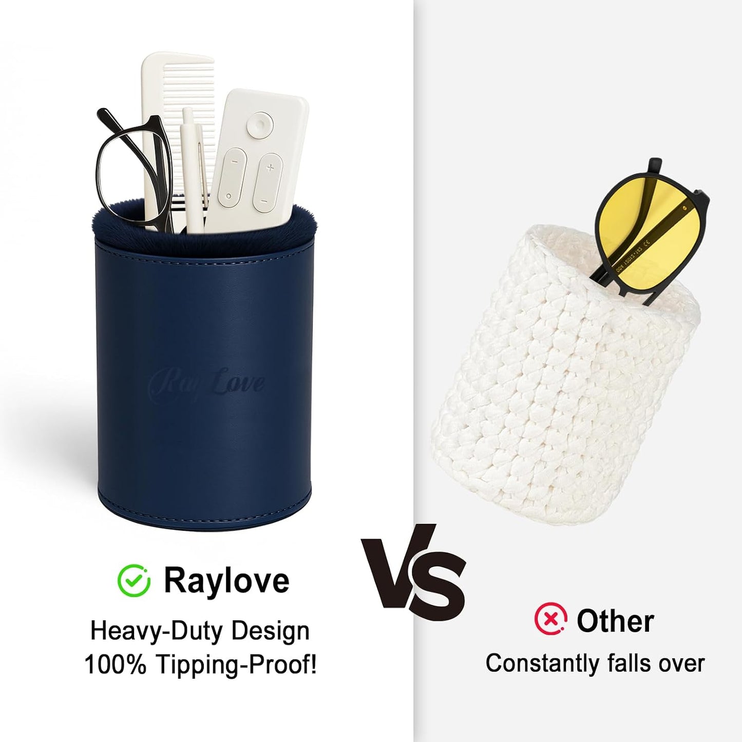 RayLove Leather Eyeglasses Case, Glasses Case, Anti-scratch Glasses Storage Organizer, Sunglasses Case with Soft Plush Lining