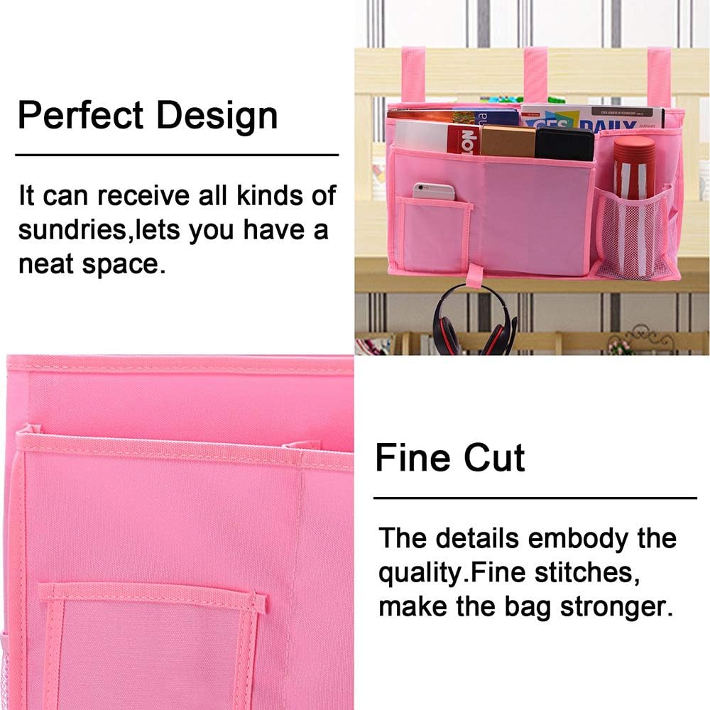 Createy Bedside Caddy Hanging Organizer Storage Bag Pocket for Bunk and Hospital Beds, College Dorm Rooms, Baby Bed Rails, Camp - 4 Pockets and 2 Hooks