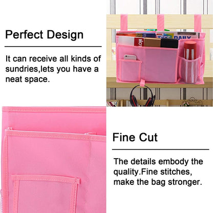 Createy Bedside Caddy Hanging Organizer Storage Bag Pocket for Bunk and Hospital Beds, College Dorm Rooms, Baby Bed Rails, Camp - 4 Pockets and 2 Hooks