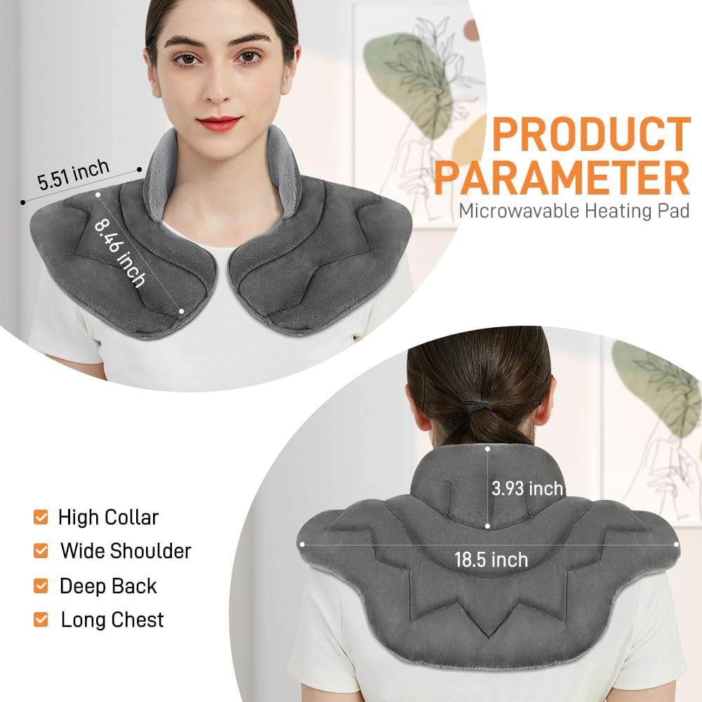 Microwave Heating Pad for Pain Relief, 8 x 18 Grey