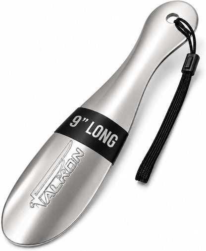 FALKON 9" Metal Shoe Horn – Heavy-Duty Stainless Steel Shoehorn for Men & Women, Compact Travel Shoe Helper