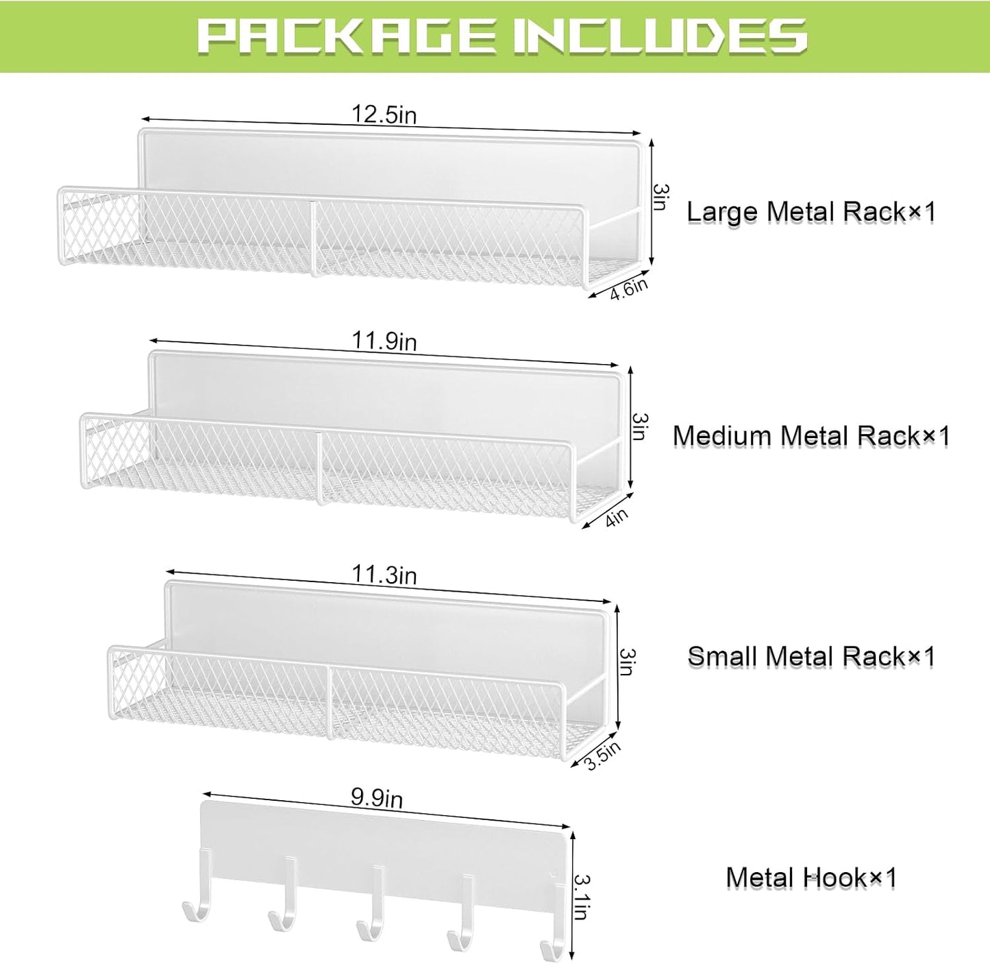 4 Pack Magnetic Shelves for Washing Machine, Heavy-Duty Magnetic Laundry Organizer with Hooks, Washing Machine Shelf for Refrigerator, Metal Storage Baskets, Closet & Laundry Room Organization(Black)