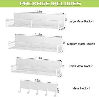 4 Pack Magnetic Shelves for Washing Machine, Heavy-Duty Magnetic Laundry Organizer with Hooks, Washing Machine Shelf for Refrigerator, Metal Storage Baskets, Closet & Laundry Room Organization(Black)