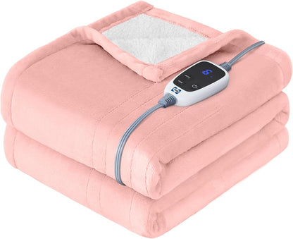 Sealy Electric Throw Blanket Heated Flannel & Sherpa Auto Shutoff 50"x60"