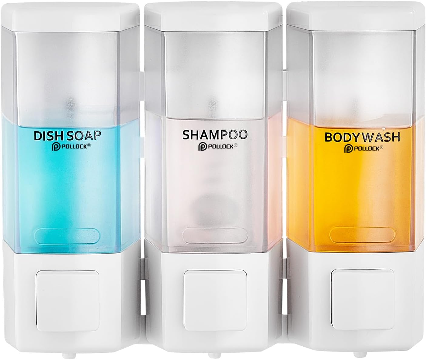 Pollock Shampoo and Conditioner Dispenser,Black 3 Chamber * 500ML | Shower Soap Dispenser Wall Mounted, Body Wash Dispenser No Drill,Refillable Shower Dispenser for Bathroom,Hotel,Public Place