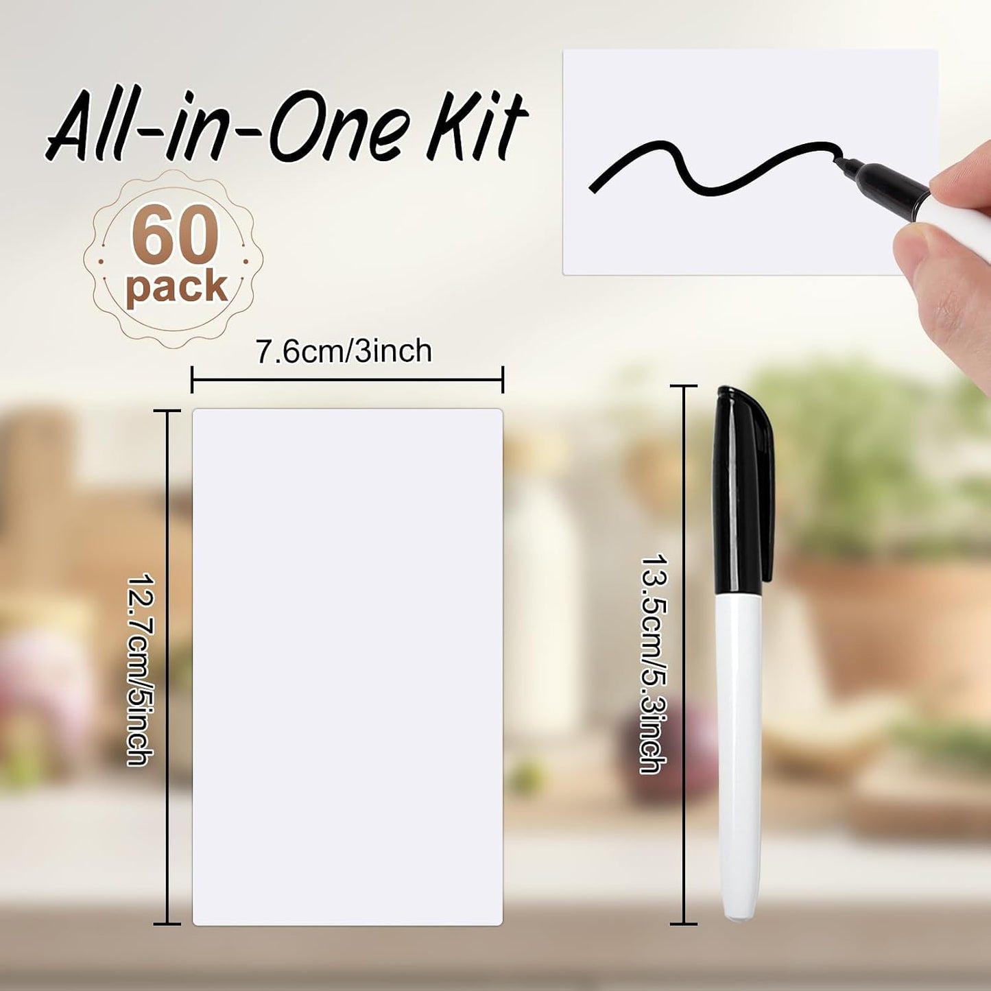 Dry Erase Labels 30 Pack 3x5Inch Reusable Whiteboard Sticky Notes Dry Erase Stickers Whiteboard Sticky Labels with Pen Tear Resistant & No Residue for Storage Bins Home Office Organization