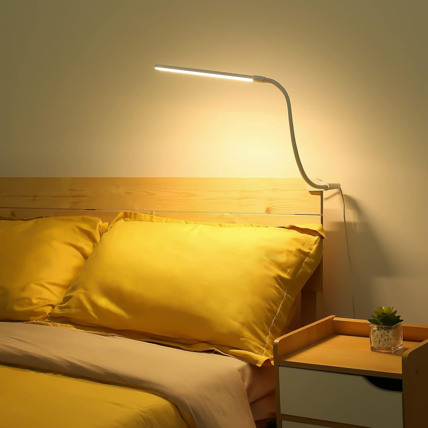 Lepro Small Desk Lamp with Clamp, LED Reading Lamps, 460LM, 5W, White | 3 Color Modes 10 Brightness, Dimmable USB Clip on Desk Light with Gooseneck Swing Arm for Nail, Home Office and Dorm