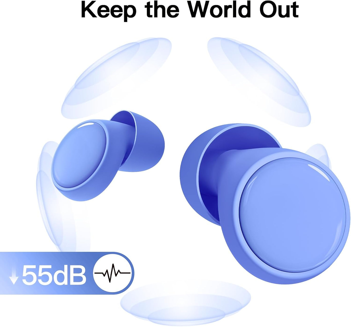 55dB Ear Plugs for Sleeping Noise Cancelling, Noise Reduction Earplugs for Sleep, Snoring, Side Sleepers, Reusable Hearing Protection Ear Plugs for Concerts, Airplane, Silicone Sleep Earplugs (Black)