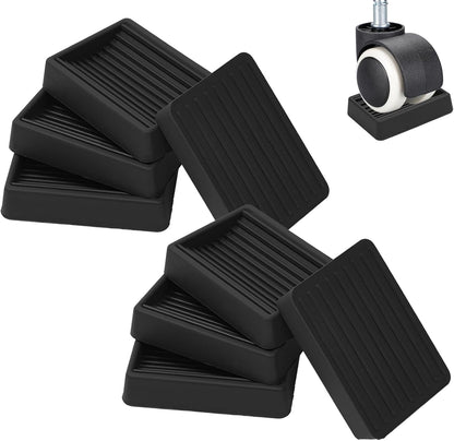 Jayen Bed Wheel Stoppers, 4 Pack Rubber Caster Stoppers, Brown | Dual-Sided Anti-Slip Texture Keeps Furniture Securely in Place While Protecting Hardwood, Tile, and Other Floors