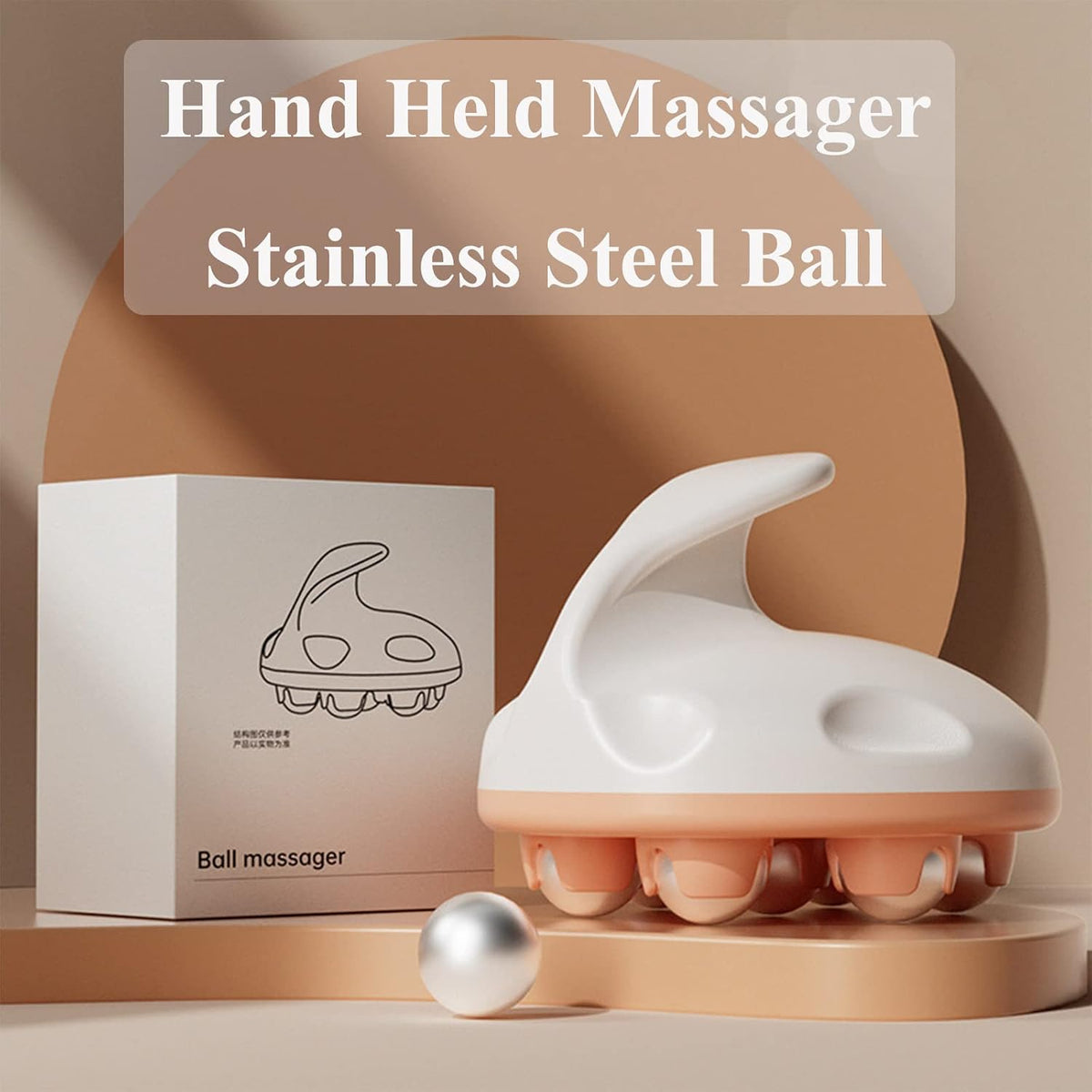 WMM Hand Held Massager, Full Body Massage Tool with Roller Ball Massager Manual 360-degree-roller for Muscle Back Neck Joint Foot Shoulder Leg Pain Relief with Portable Design