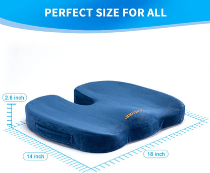 SAIREIDER Office Chair Cushion, Car Seat Cushion, Memory Foam Coccyx Cushion Pads for Tailbone Pain, Sciatica Relief Pillow, Correct Sitting Posture (Black)