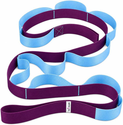 Stretching Strap with 10 Loops for Physical Therapy & Rehab | Non-Elastic Yoga Stretch Band for Hamstring, Leg, Hip & Knee Rehab, Pilates, Flexibility & Mobility Exercises for Men & Women