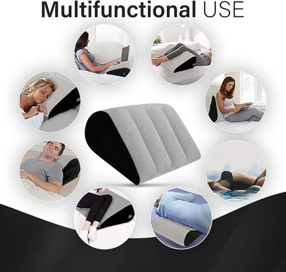 Prosixtoy Portable Wedge Pillow Inflatable Cushion - Body Positioners Lightweight Wedge Pillow for Sleeping, Leg Elevation, Use in Bed, Travel, Camping, Fast Inflating Deflation (Grey)
