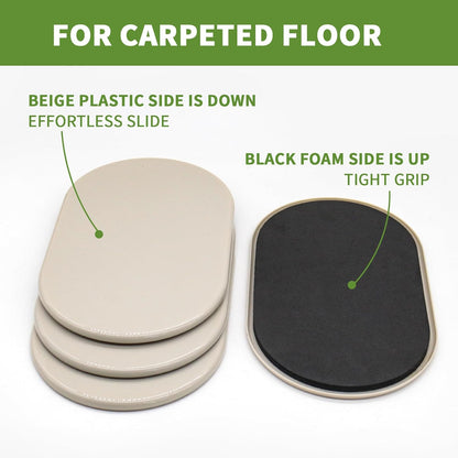 Furniture Sliders for Carpet 8 PCS - 3 1/2" Beige | Furniture Moving Sliders, Chair Leg Floor Protectors, Carpet Sliders for Furniture - Move Your Furniture Easily & Safely