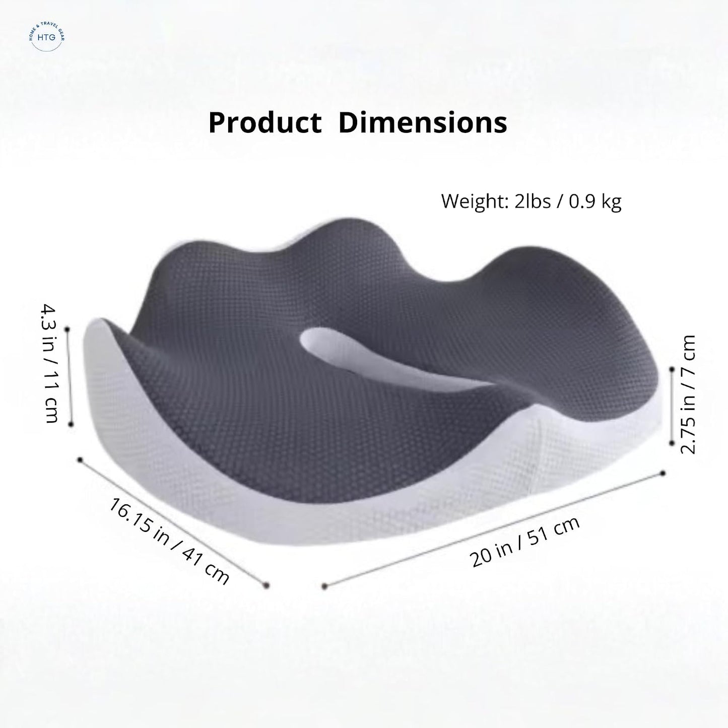 Home & Travel Gear Seat Cushion for Tailbone & Coccyx Comfort — Memory Foam for Office Chair & Car | Non-Slip Base | Ergonomic Cutout Design | Breathable Washable Cover