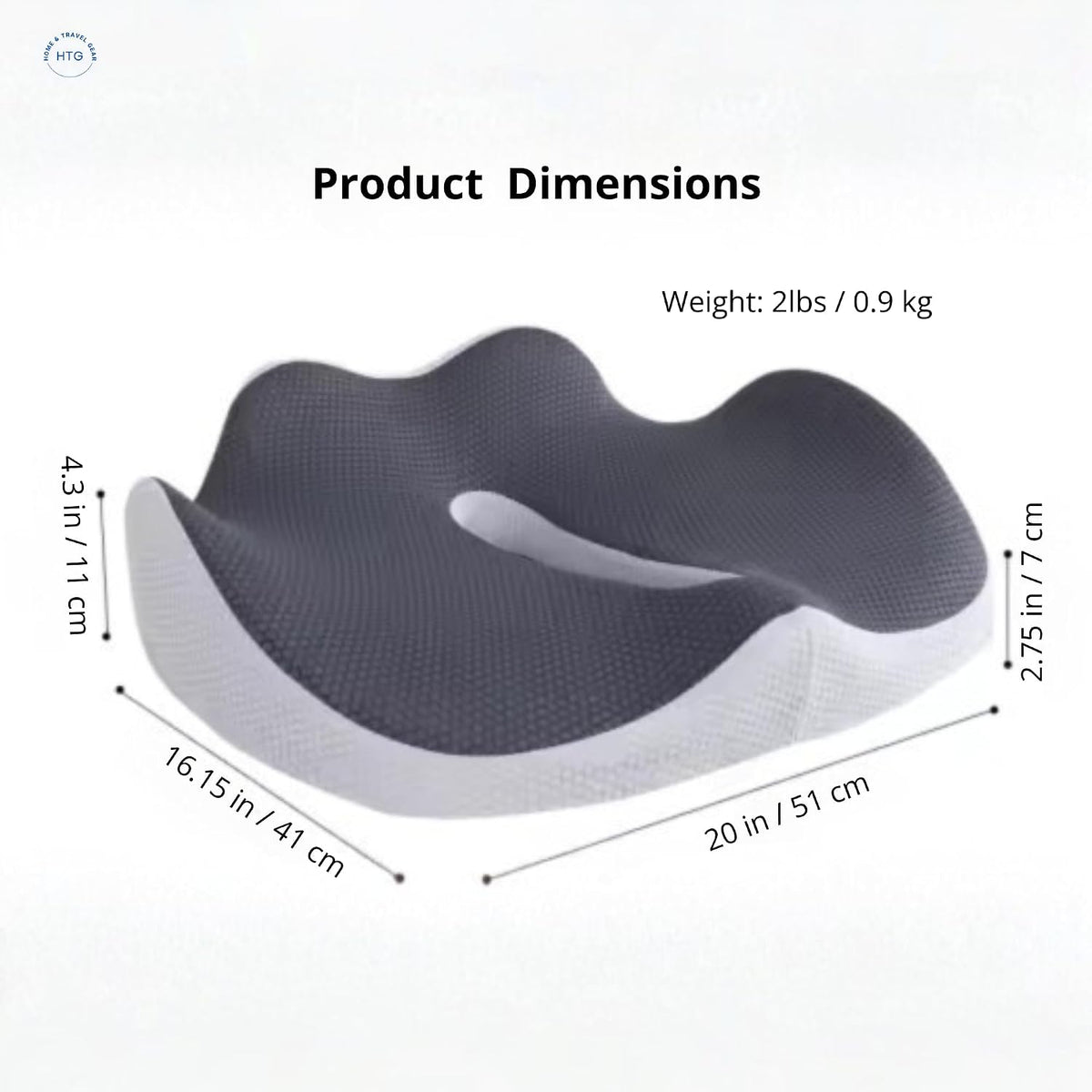 Home & Travel Gear Seat Cushion for Tailbone & Coccyx Comfort — Memory Foam for Office Chair & Car | Non-Slip Base | Ergonomic Cutout Design | Breathable Washable Cover