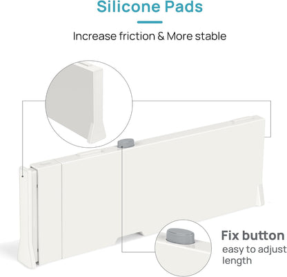 Vtopmart Drawer Dividers for Clothes 8 Pack, Adjustable 4" High Expandable from 11.3"-17" Dresser Drawer Organizer, Plastic Drawers Separators for Dresser, Baby Clothes, Kitchen and Office Storage | Adjustable Drawer Organizer, Dresser Clothes Separator,