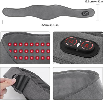 Cordless Neck Heating Pad for Pain, Neck Massager with 660nm 850nm Red Light, Heated Neck Wrap with 3000mAh Rechargeable, 3 Levels Heat & Massage, Gray
