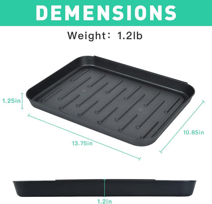 Set of 3 Square Boot Tray, Plastic Utility Shoe Mat Tray, 13.7x10.6x1inch | Black Multi-Function Boots Drying Pad for Entryway Indoor and Outdoor Use in All Seasons