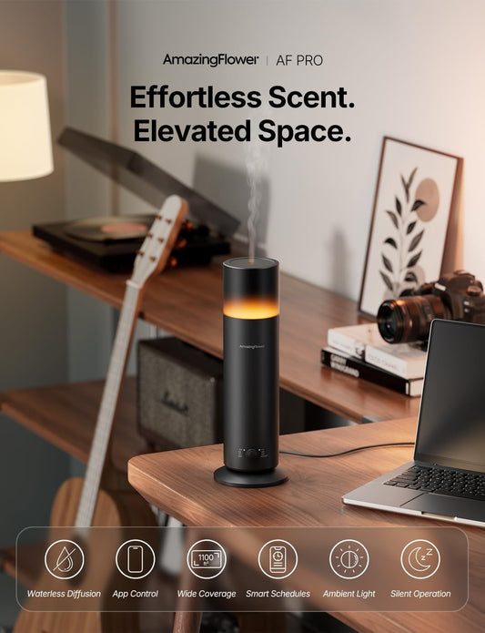 Waterless Essential Oil Diffuser with App Control for Home, Black