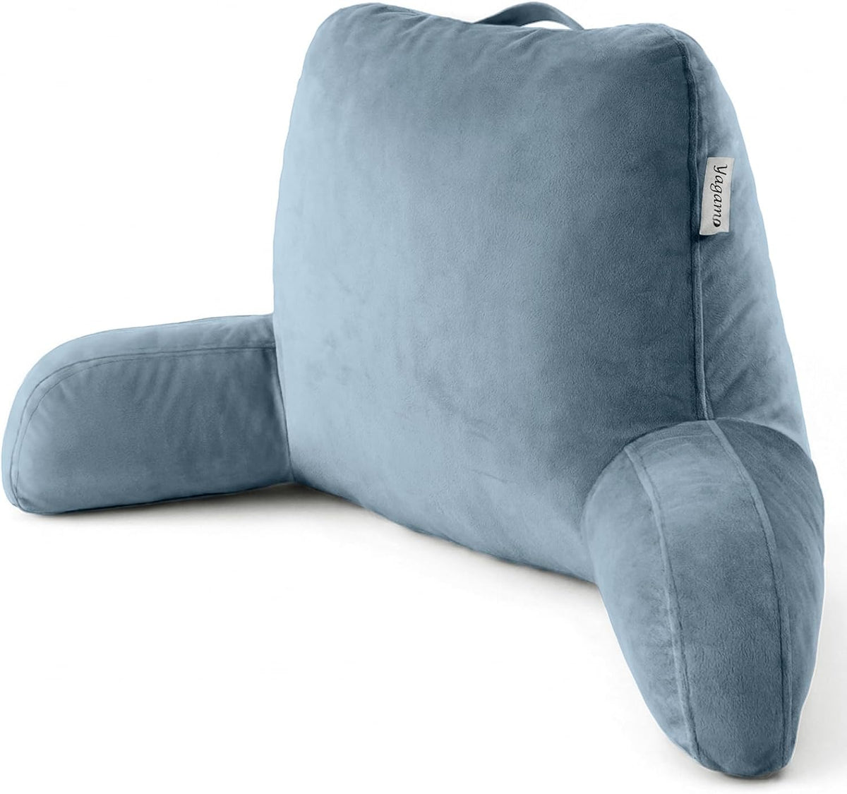 Reading Pillow with Adjustable Memory Foam,Adult Backrest with Arms, Back Pillow for Sitting in Bed with Washable Cover- Large, Gray