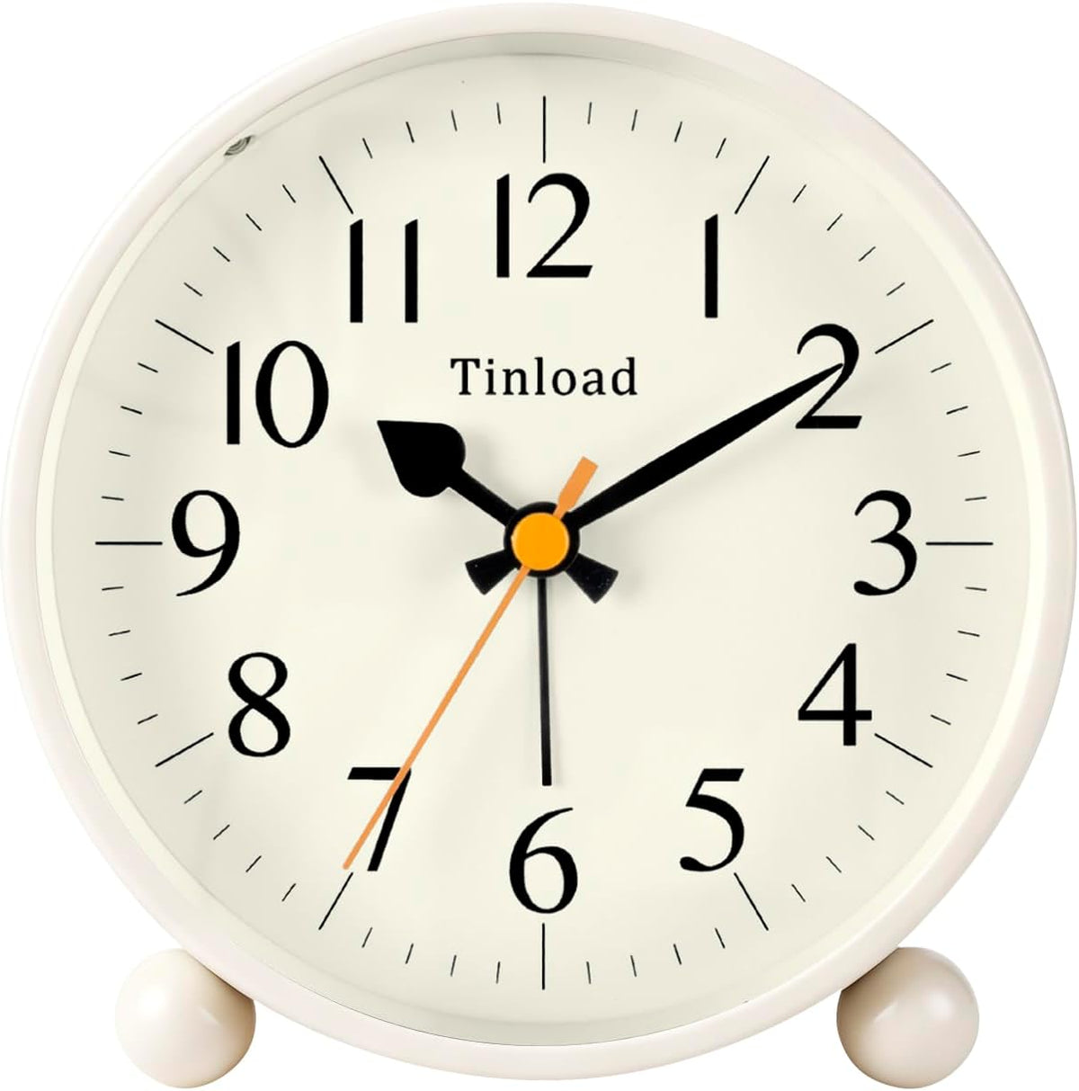 Tinload 4.5" Vintage Retro Analog Alarm Clock, Super Silent Non Ticking Small Clock with Manual Light, Snooze, Battery Operated, for Living Room, Bedroom, Bedside, Desk(Blue)