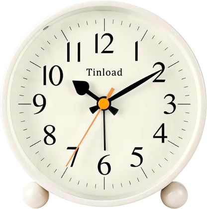 Tinload 4.5" Vintage Retro Analog Alarm Clock, Super Silent Non Ticking Small Clock with Manual Light, Snooze, Battery Operated, for Living Room, Bedroom, Bedside, Desk(Blue)