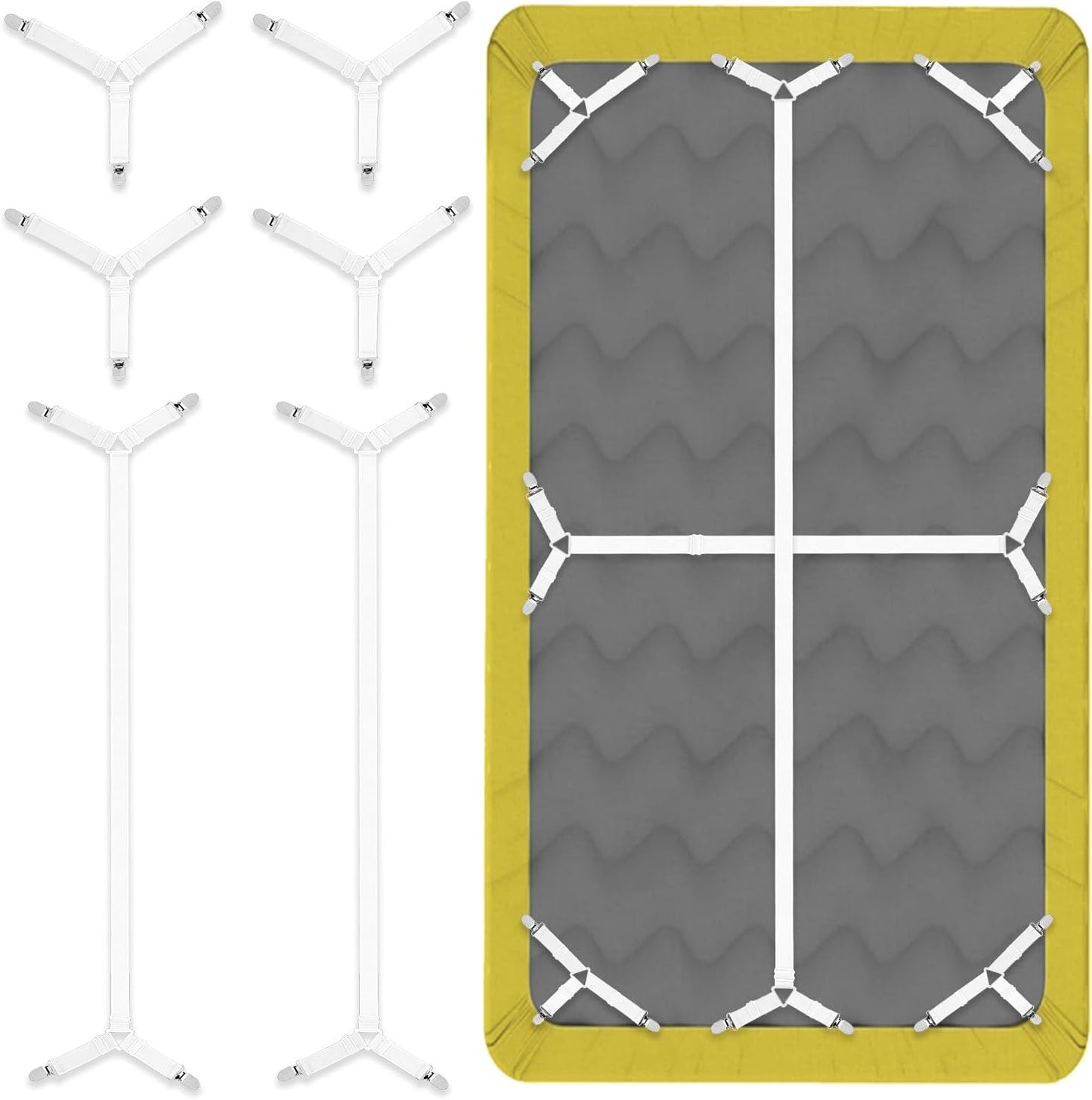 4 Pack Mattress Elastic Straps, Elastic Bed Sheet Holders for Corners Fitted Straps Clip Adjustable Bedsheet Grippers Mattress Sheet Corner Holders, Fitted Bedsheet Clip for Bedding Sofa Cover