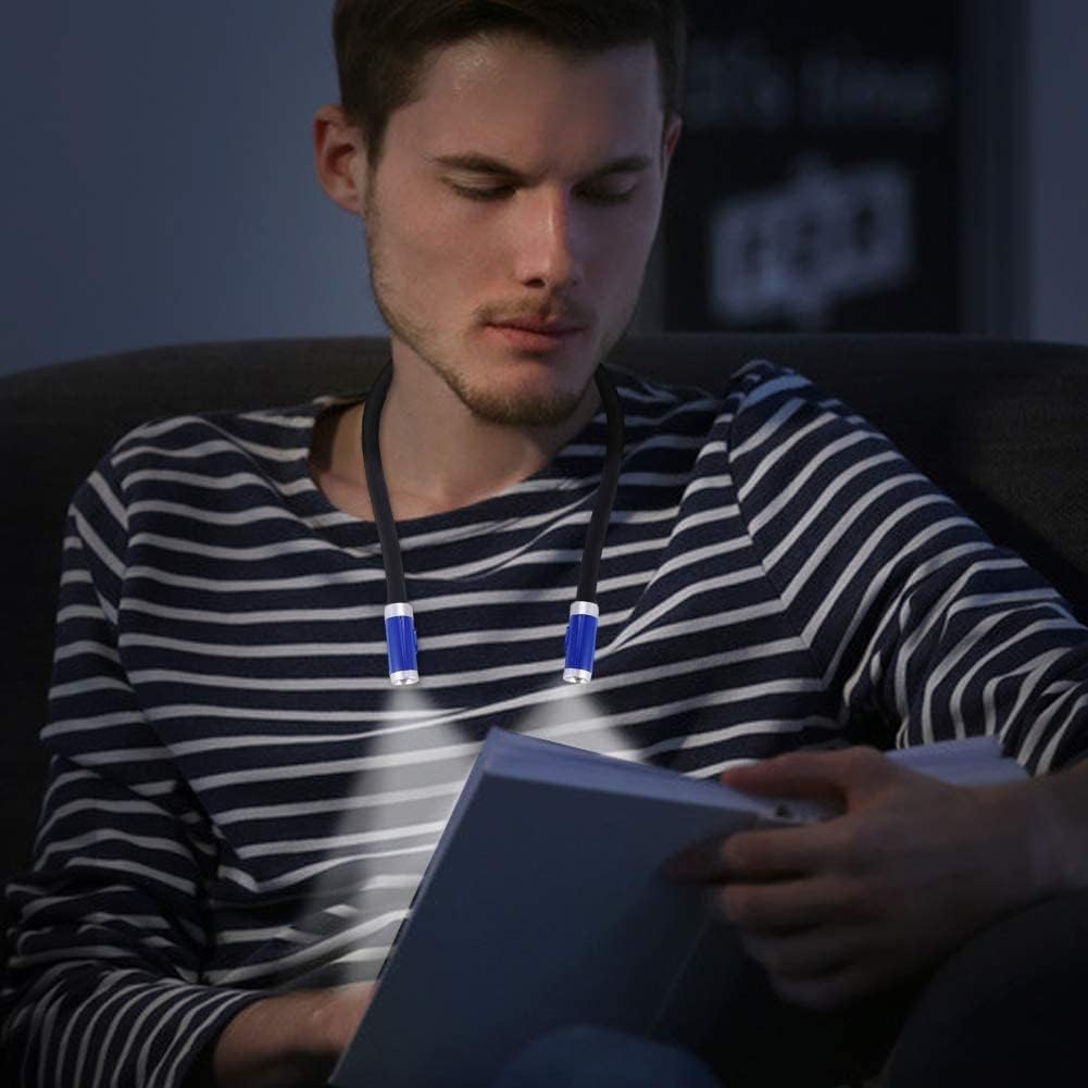 Rechargeable LED Neck Reading Light, Book Lights for Reading in Bed, 3 Brightness Levels, 2 Flexible Soft Silicone Arms Comfortable Wear, Long Lasting. Perfect for Bookworms, Craft & Knitting (Pink)