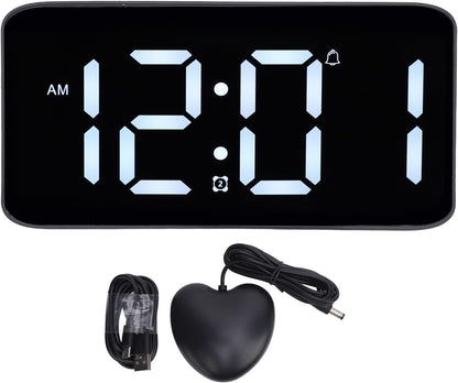 LoudVibrating Alarm Clock for Heavy Sleepers, Alarm Clock with Bed Shaker, Large LED Digital Display Alarm with Corded Vibrator for Hearing Impaired Deaf Teens Adults