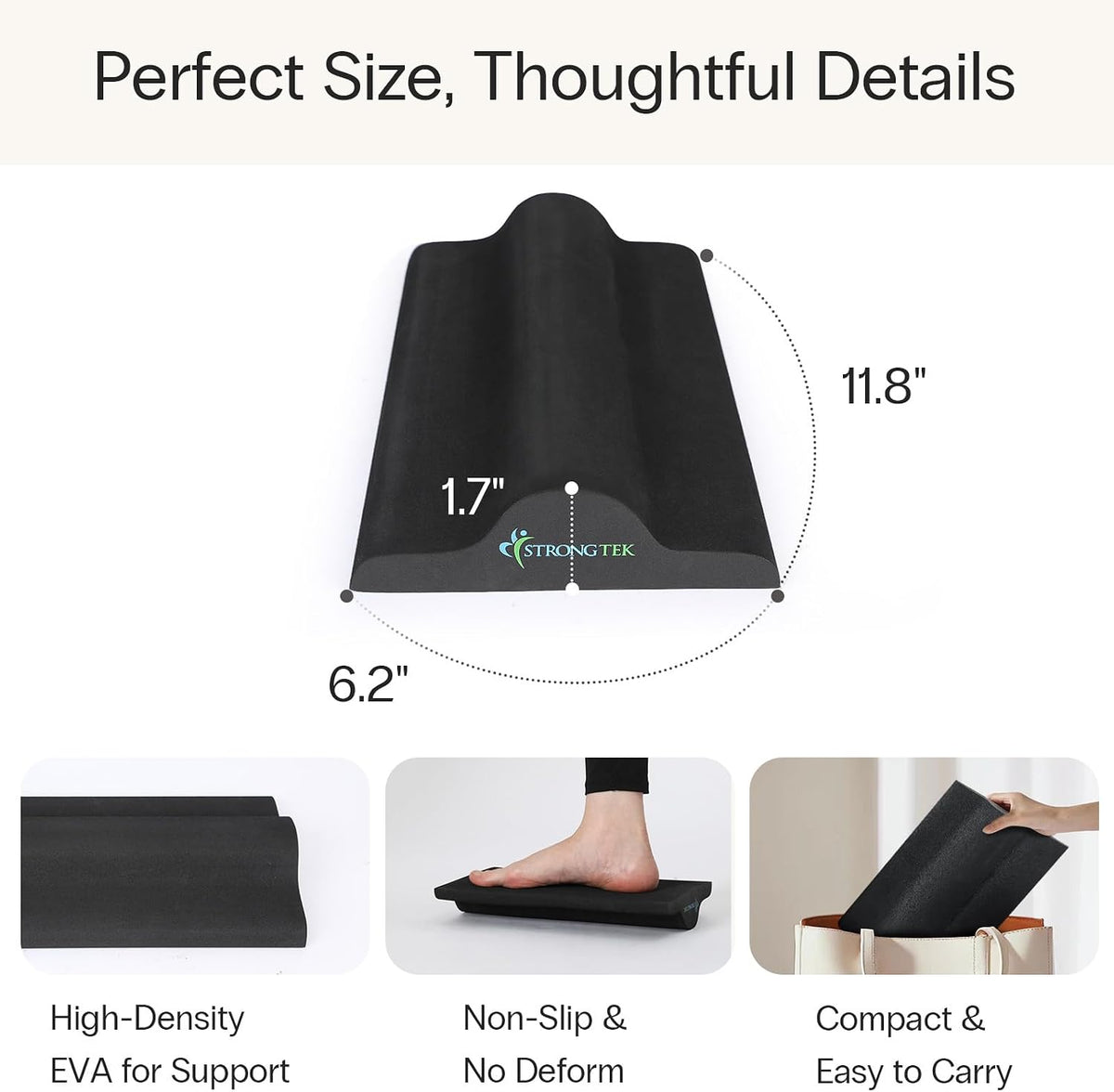 StrongTek Foot Stretcher, High-Density EVA Calf Stretching Wedge, Portable