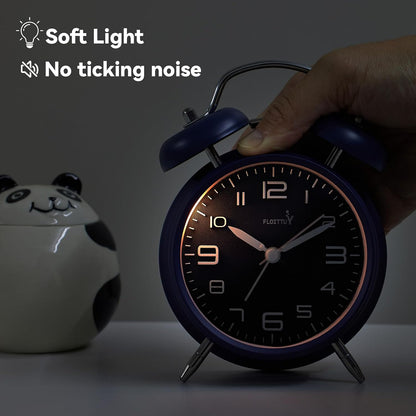 FLOITTUY Loud Alarm for Deep Sleepers 4'' Twin Bell Alarm Clock with Backlight for Bedroom and Home Decoration(Green)