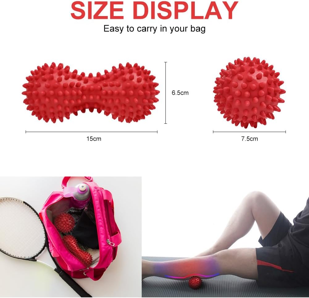 URAQT Spiky Massage Ball Set, 2 Pack Physical Therapy Massage Balls, Hard Lacrosse Ball & Spiky Massage Ball for Myofascial Release and Trigger Point Deep Tissue Massage (Purple)