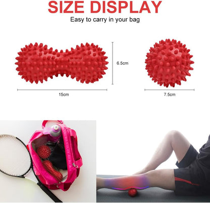 URAQT Spiky Massage Ball Set, 2 Pack Physical Therapy Massage Balls, Hard Lacrosse Ball & Spiky Massage Ball for Myofascial Release and Trigger Point Deep Tissue Massage (Purple)