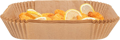 Restaurantware-Pastry Tek 8.1 x 5.5 x 1.8 Inch Air Fryer Liners, 100 Rectangle Air Fryer Baskets - No-Stick Silicone Coating, Unbleached, Food-Grade Paper Liners, For Steamer, Microwave, Oven
