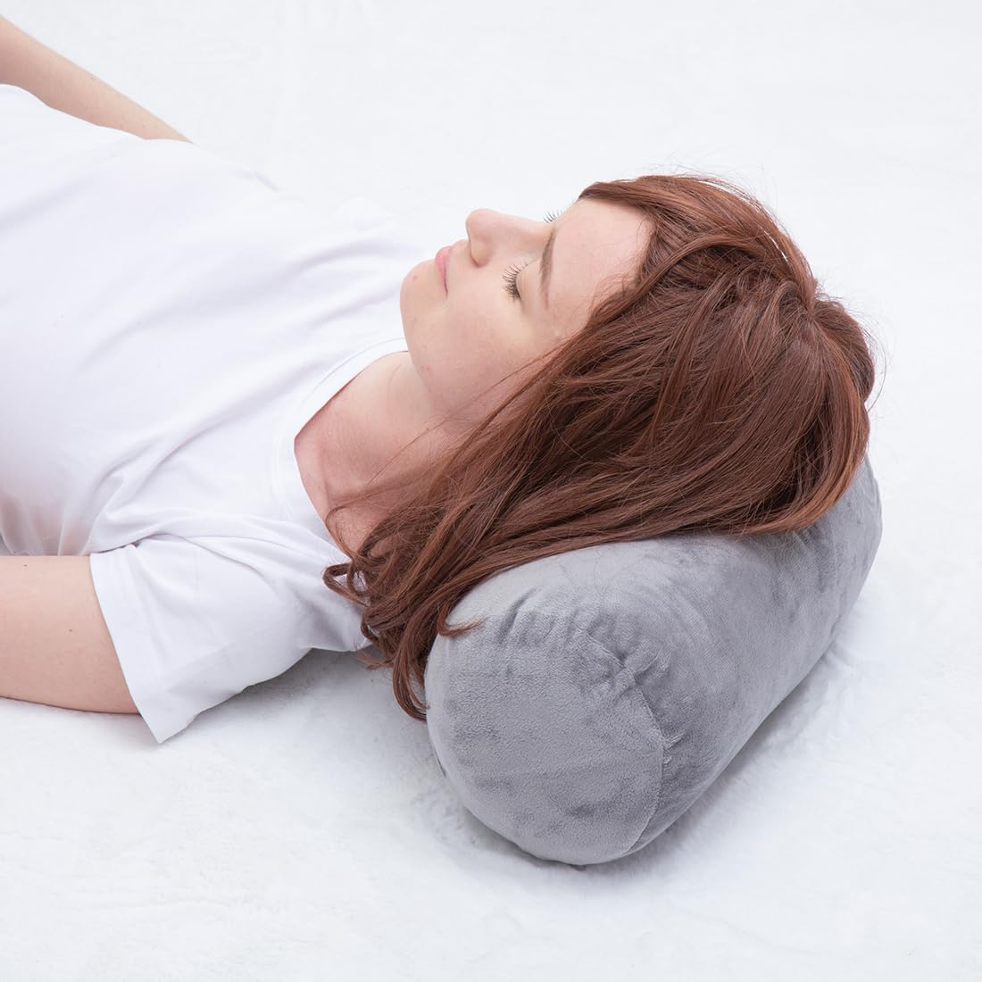 1 MIDDLE ONE Round Cylinder Bolster Pillow with Removable Cooling Cover, Tube Roll Cervical Pillow for Head, Neck, Back and Legs Support, 13"x 6", Grey