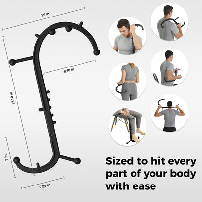 Detachable Trigger Point Massage Tool for Body Muscle Pain Relief | Button-Release Design, S/C, Massage Hook for Back, Neck & Shoulder, Pressure Point Therapy Tool for Deep Tissue Relief