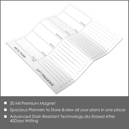 Gueevin 2 Pcs Magnetic Dry Erase Grocery List for Fridge 10" x 12" Magnet White Board Sheet with 8 Whiteboard Markers 2 Eraser Reusable for Refrigerator Kitchen Locker Cabinet Door(Gray Line)