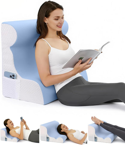 Reading Pillow for Sitting in Bed, Back Pillow for Sitting Up & Bed Wedge Pillow for Sleeping, Lumbar Rest & Neck Support Bed Pillows, Backrest Cushion for Reclining,Gaming,Resting,Watching TV