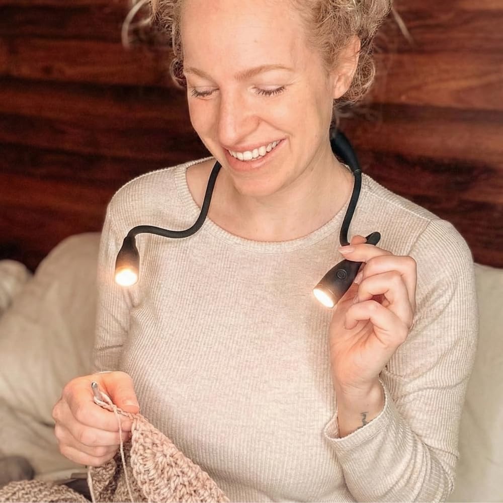 Lumos Knitting Light, Crafter Light Around Neck for Knitters and Crocheters, 3 Colors & Adjustable Brightness. Portable, Wearable, Rechargeable&Long Lasting (White)