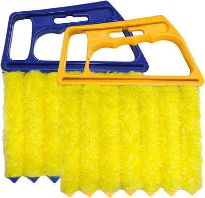 DXNQ 2 PCS Blind Cleaner Duster Tool, Window Venetian Hand-held 7 Finger Dusting Cleaner Brush, Blinds Cleaning Brush Tool for Window Shutters Air Conditioner, Car Accessories (Blue+Green)