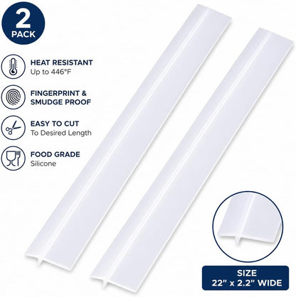 2-Pack Stove Gap Covers for Kitchen Counters 22" Silicone Gap Filler Heat Resistant Food Grade Easy Clean (Black)