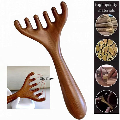 OULIGET Wooden Trigger Point Massage Tool,Spider Shape 5 Legs Massager,Scalp Massager Scraping Tool for Back,Neck,Shoulder and More