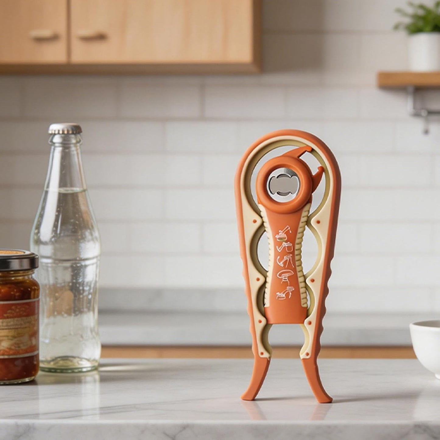 Jar Opener for Seniors with Arthritis,Jar Opener for Weak Hands,5-in-1 Bottle Opener,4-in-1 Can Opener (A-Blue)
