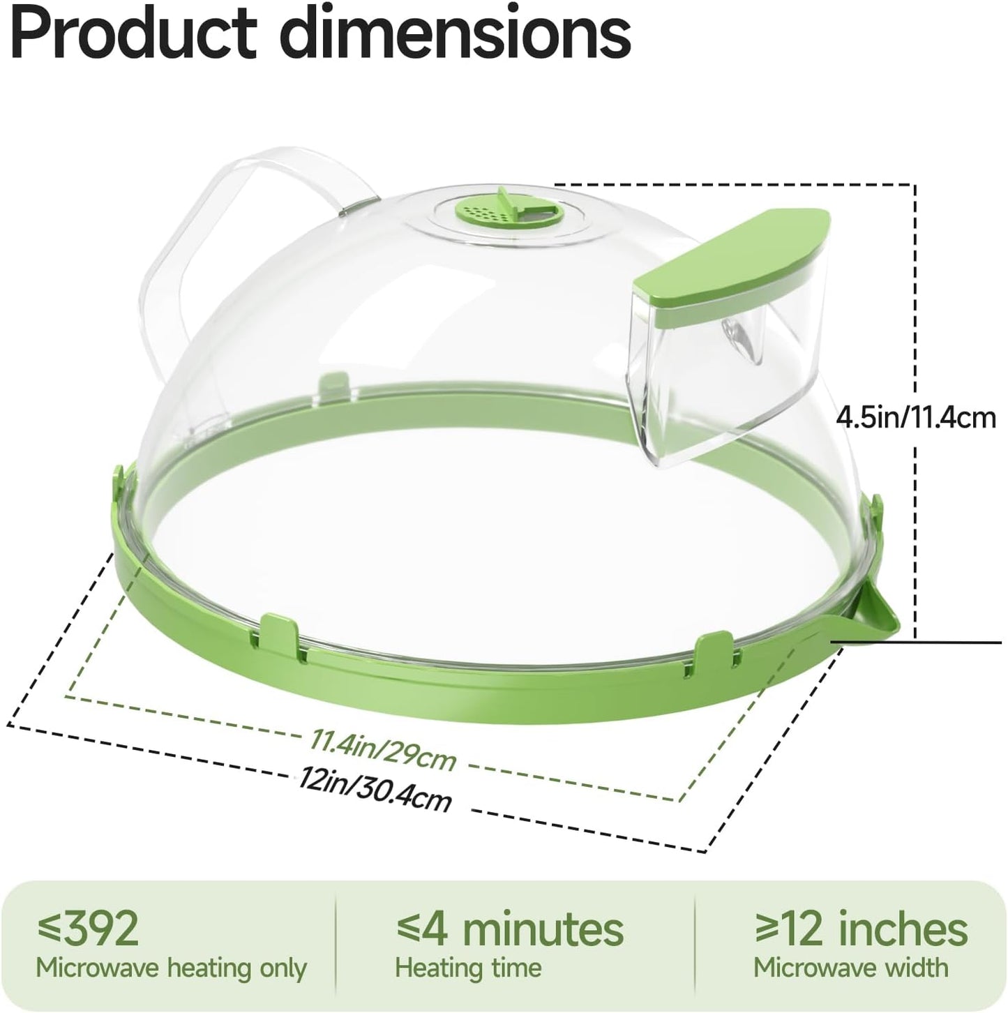 10" Microwave Splatter Cover with Water Steamer, Microwave Cover for Food, Dome Splatter Guard with Hanging Hole, Easy Clean & Space Saving Hanging Design, Grey