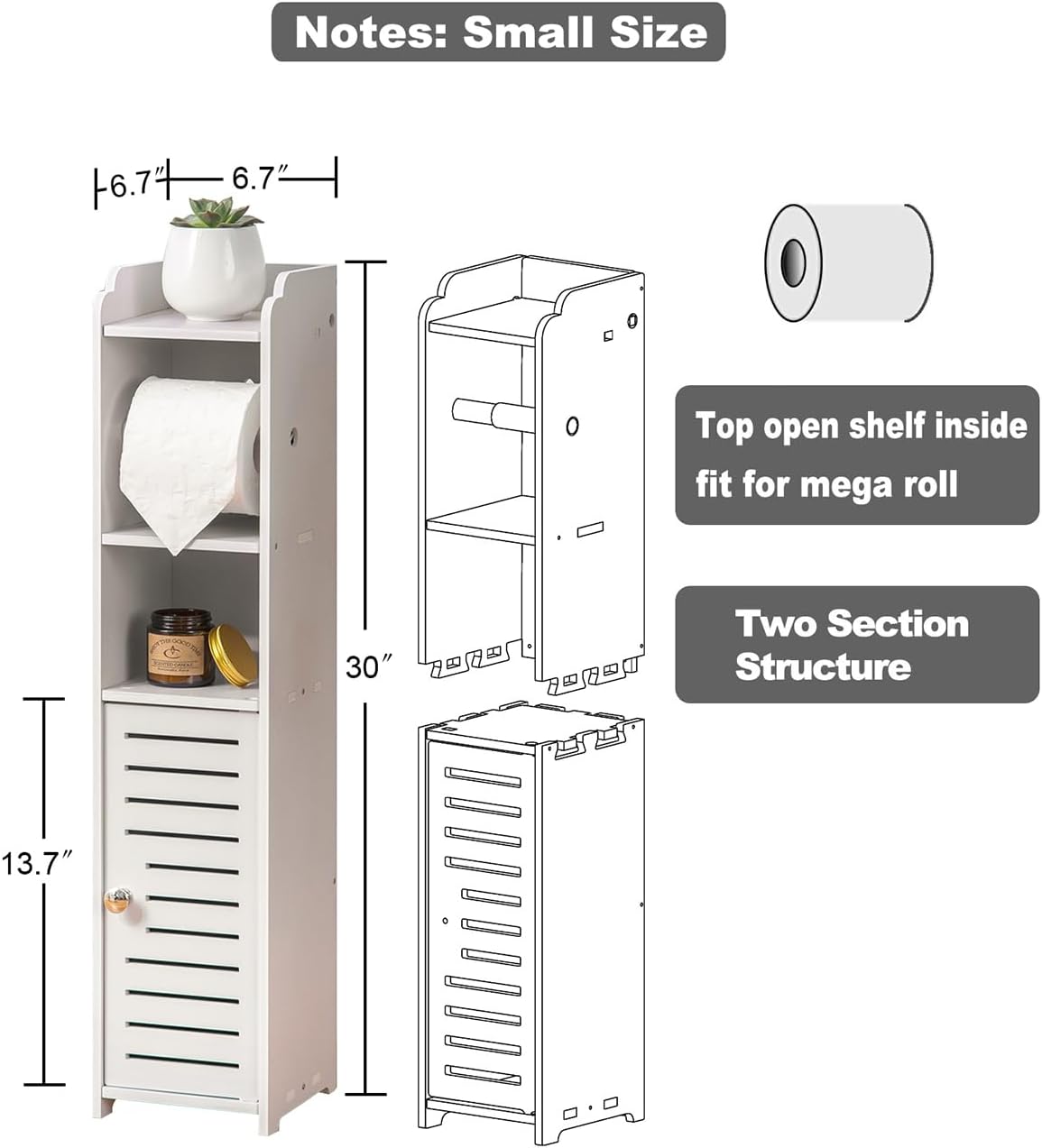 AOJEZOR Toilet Paper Holder Stand: Small Space Bathroom Storage for Renters